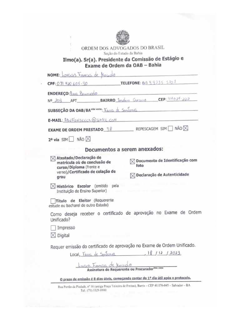 Requisicao OAB | PDF