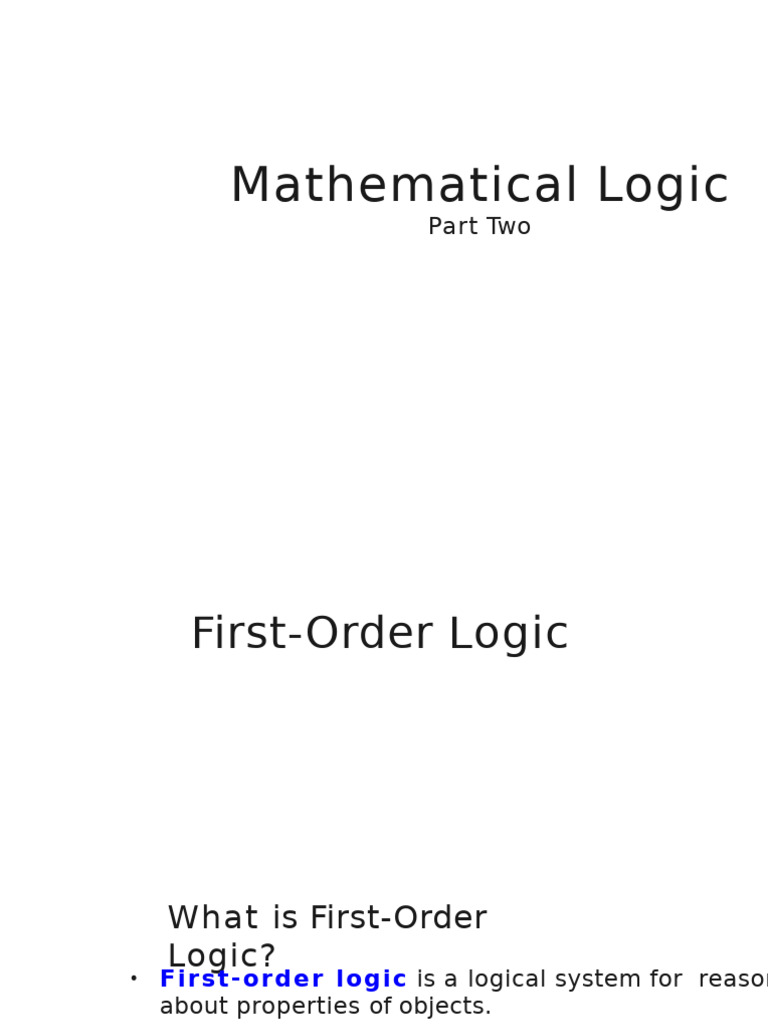 First order logic anonated slides pdf first order logic logic