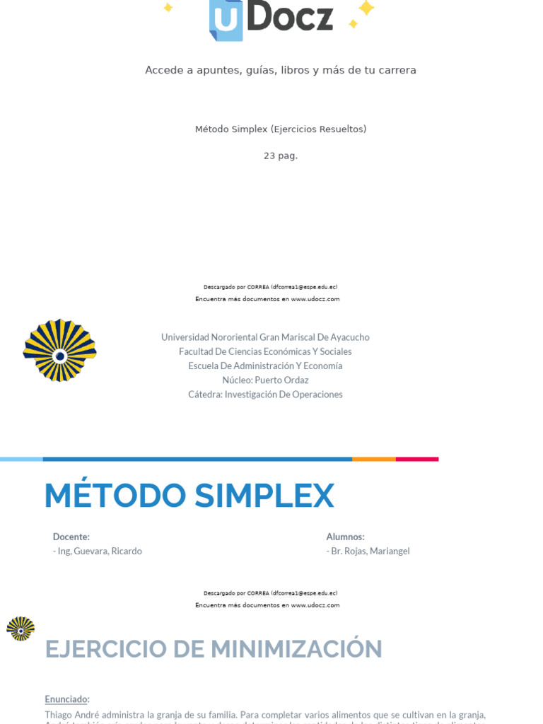 Metodo Simplex Ejerc 497307 Downloadable 7533893 | PDF | Alimentos
