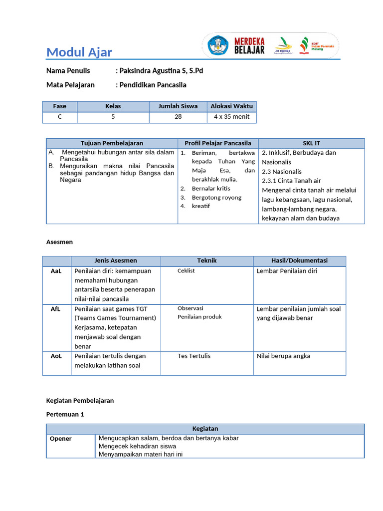 Modul Ajar Pendidikan Pancasila | PDF