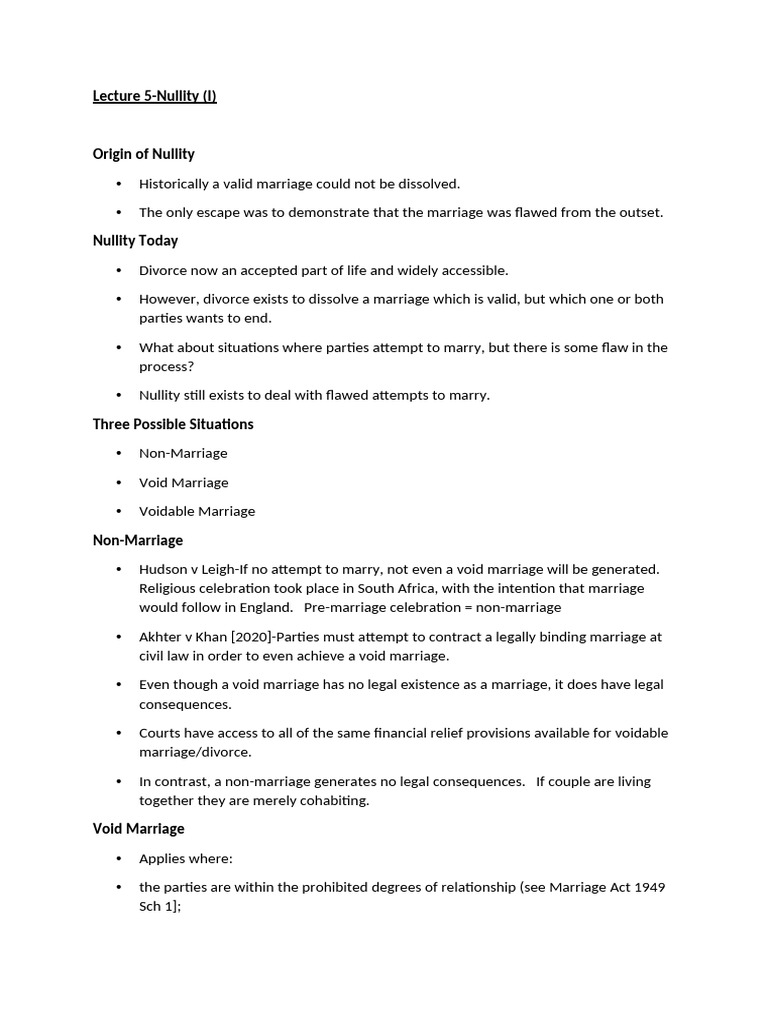 Understanding Nullity in Marriage Law | PDF | Annulment | Marriage