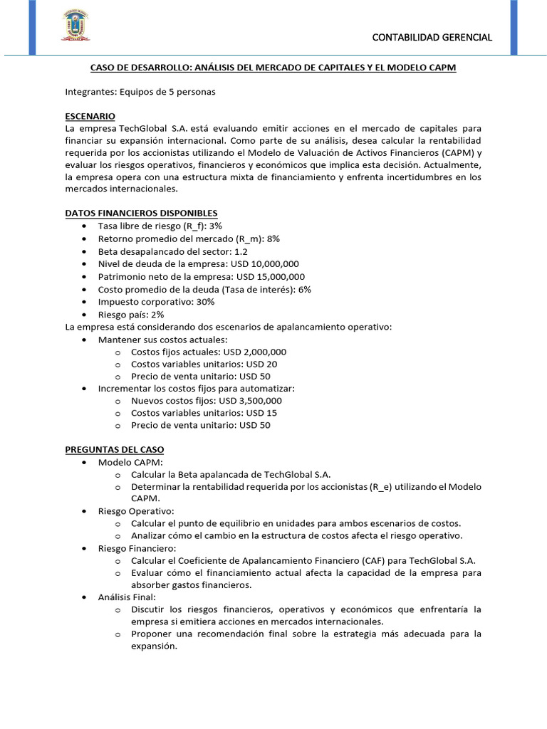 Semana 12.1 - Mercado de Capitales Caso de Desarrollo | PDF