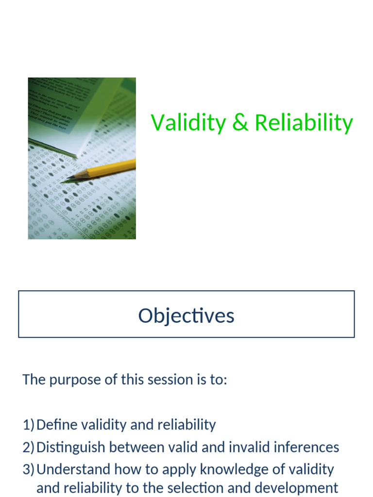 Validity and Reliability in Assessments | PDF | Educational Assessment ...