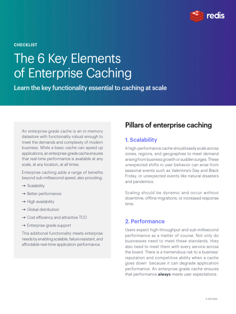 The Six Key Elements of Enterprise Caching Checklist | PDF | Cache ...