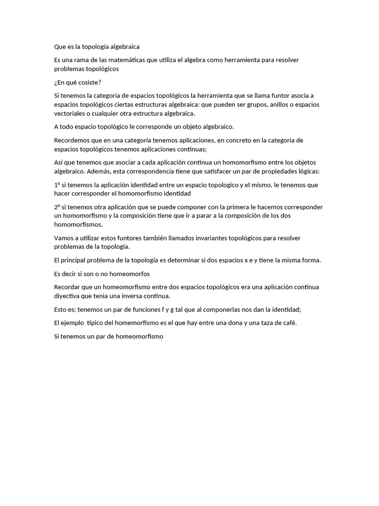 Que Es La Topología Algebraica | PDF