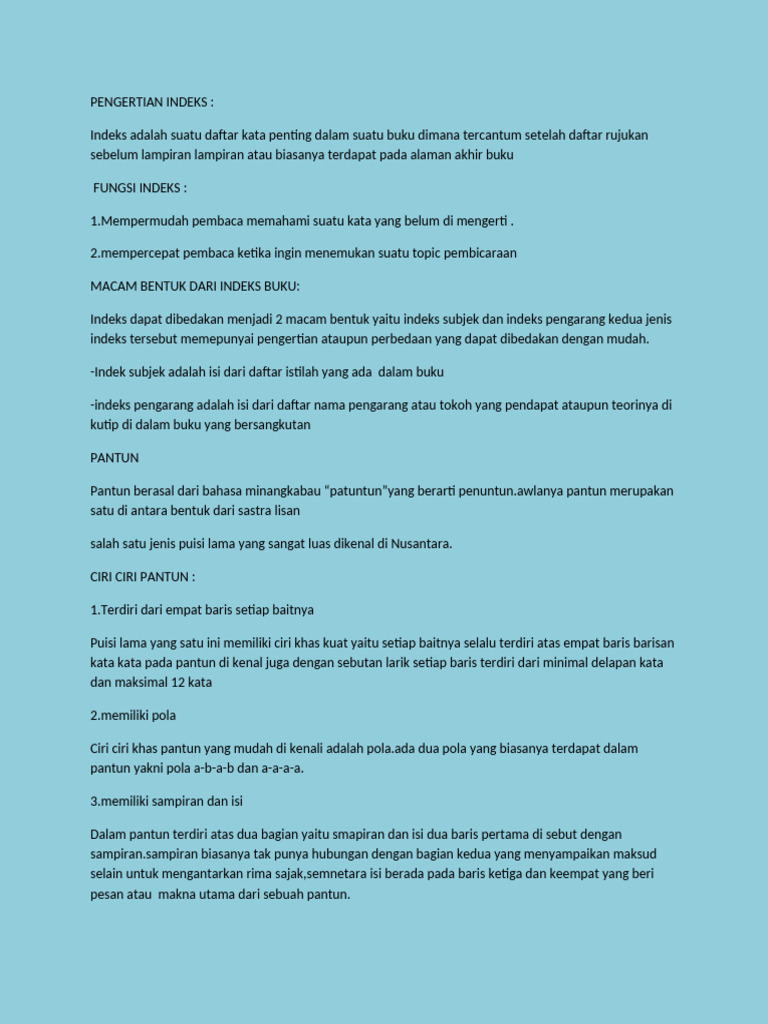 Pengertian Indeks | PDF