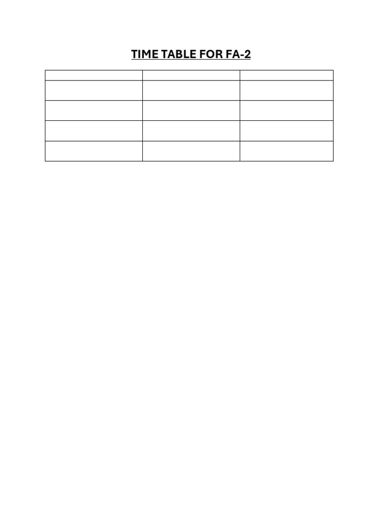 Time Table For Fa-2 | PDF