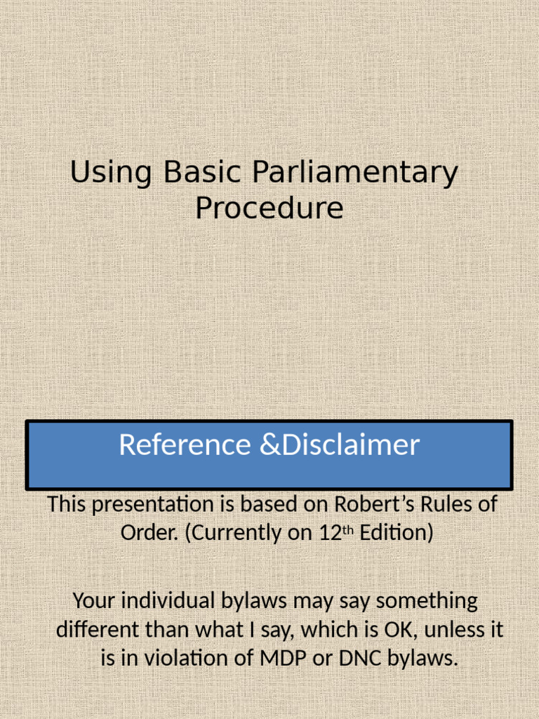 Mdpparliamentary Procedures | PDF | Political Law | Parliamentary Procedure