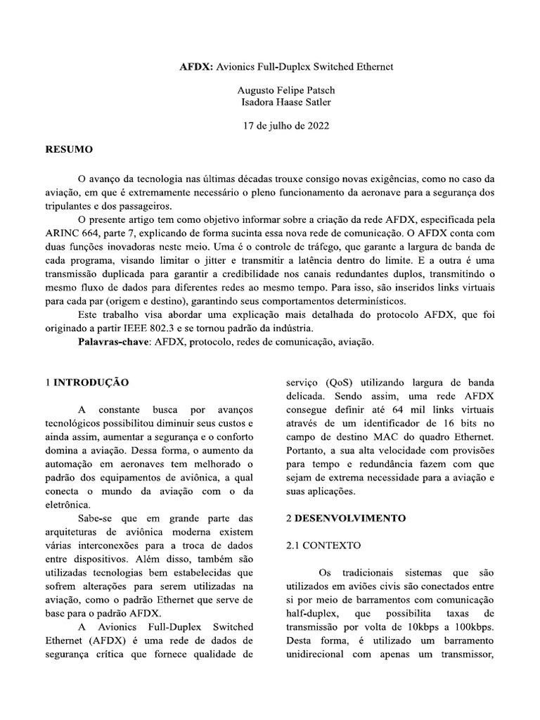 AFDX - Avionics Full-Duplex Switched Ethernet - 1 | PDF