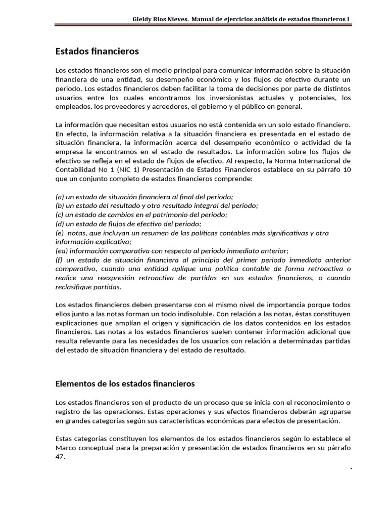 Análisis de Estados Financieros I | PDF | Estado financiero | Contabilidad