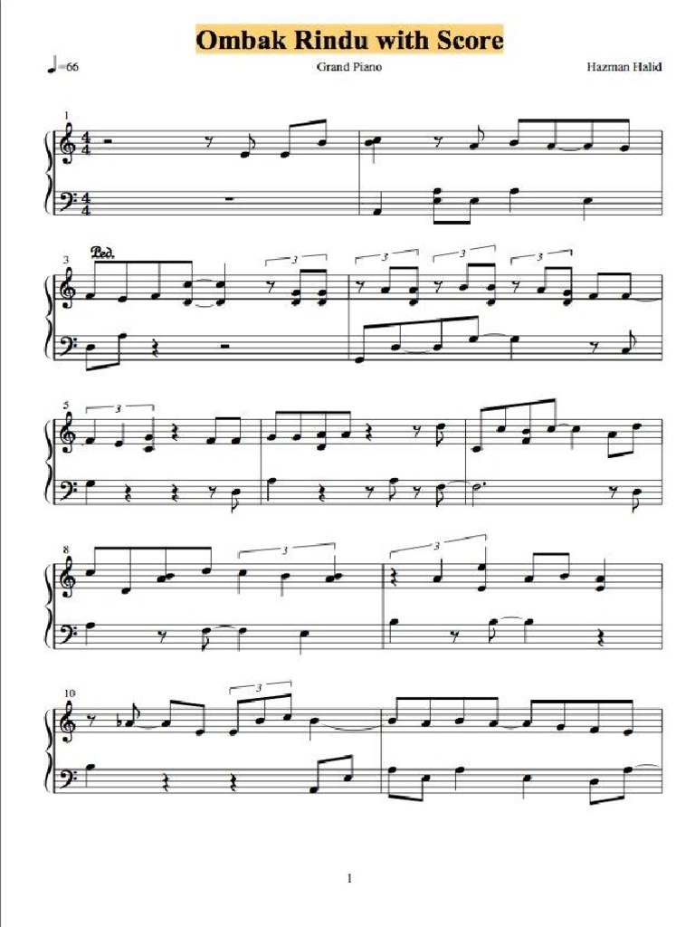 Ombak Rindu Piano Pdf