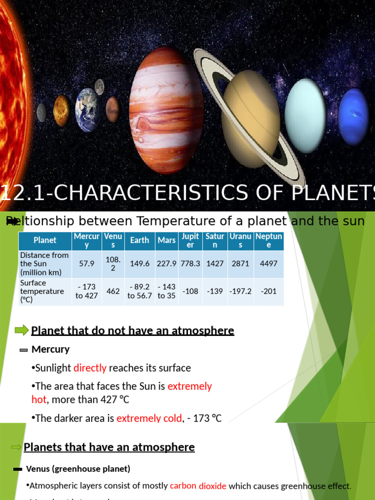 Characteristics of Planets Explained | PDF | Planets | Atmosphere