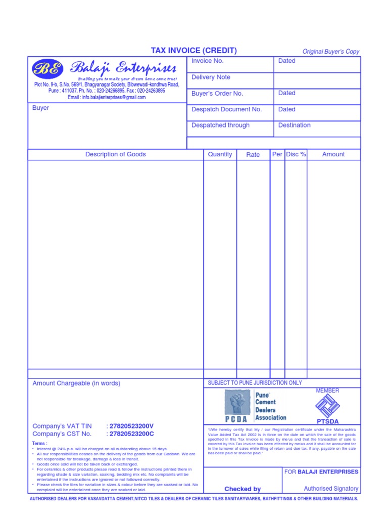 Bill Format for Balaji Enterprises | PDF | Law