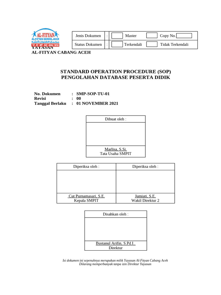 SOP Pengolahan Database Peserta Didik | PDF