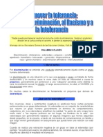 Promover La Tolerancia: No A La Discriminación, Al Racismo y A La Intolerancia