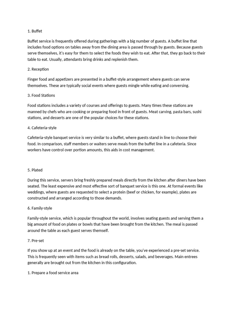 1. Buffet | PDF | Buffet | Food And Drink Preparation
