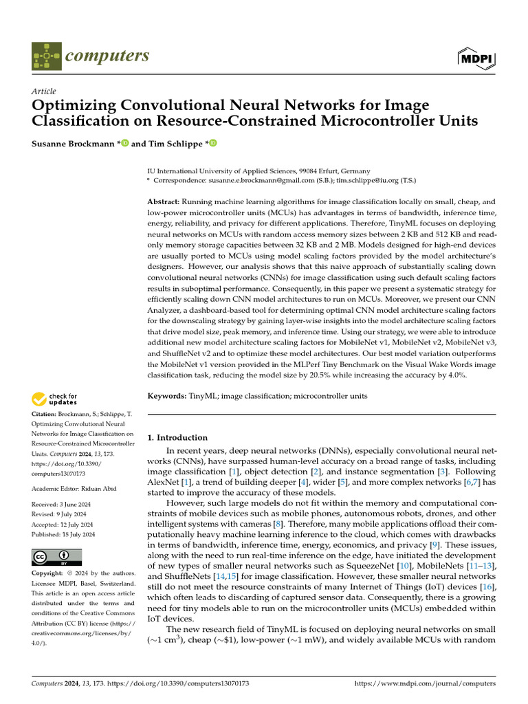 computers-13-00173 | PDF | Artificial Neural Network | Microcontroller