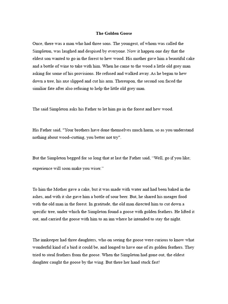 The Golden Goose: A Tale of Kindness | PDF | European Legendary ...