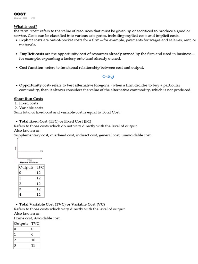 Cost Full Chapter Pdf Average Cost Marginal Cost