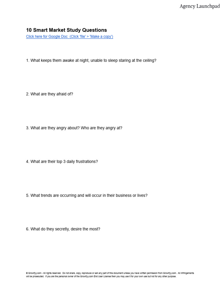10 Smart Market Study Questions | PDF
