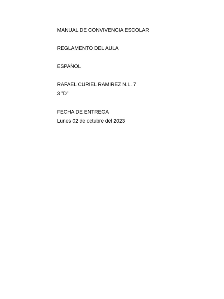 Reglamento de Convivencia Escolar | PDF