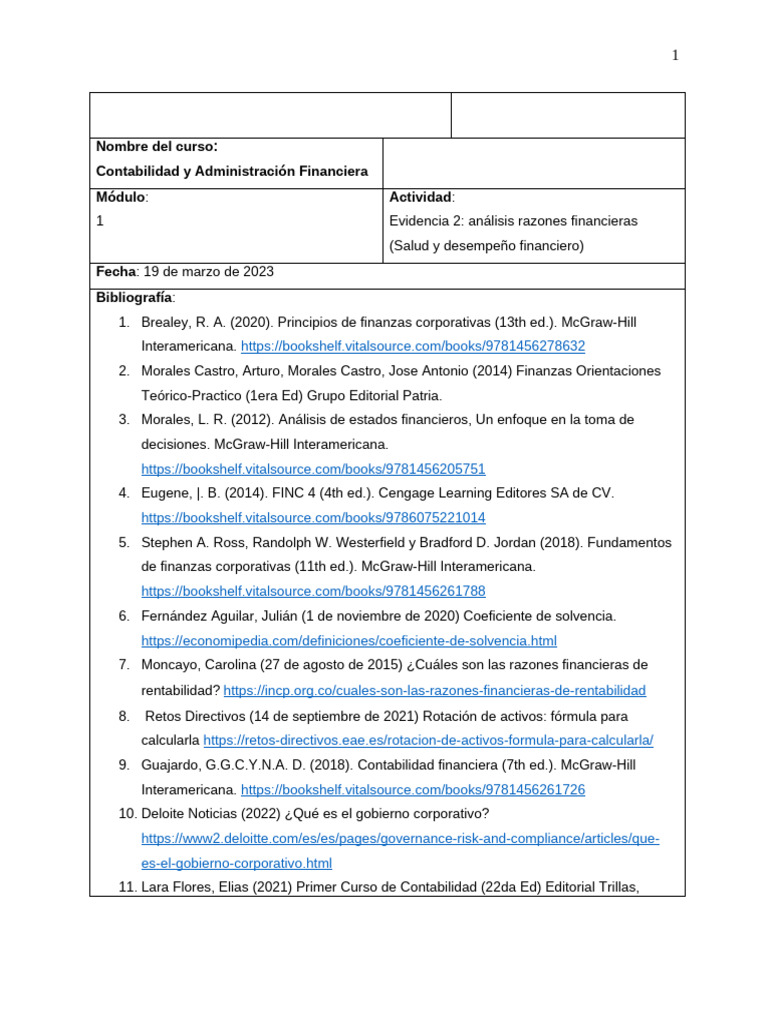 Evidencia 2 Analisis Razones Financieras | PDF | Business | Contabilidad