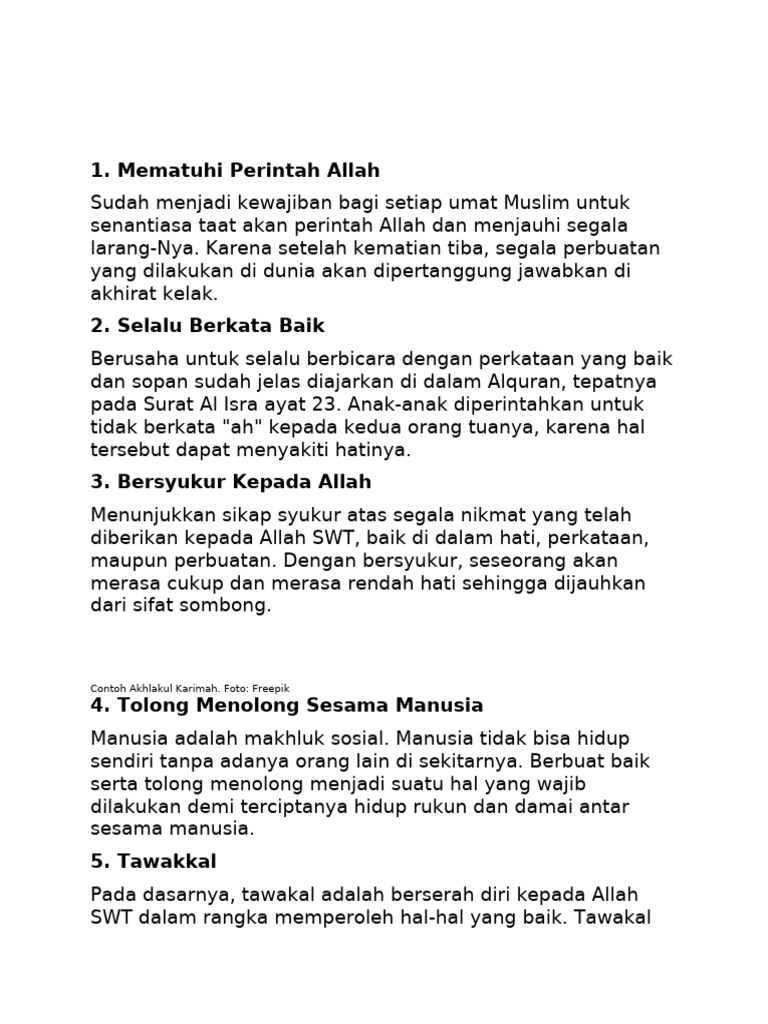 Contoh Akhlakul Karimah dalam Islam | PDF