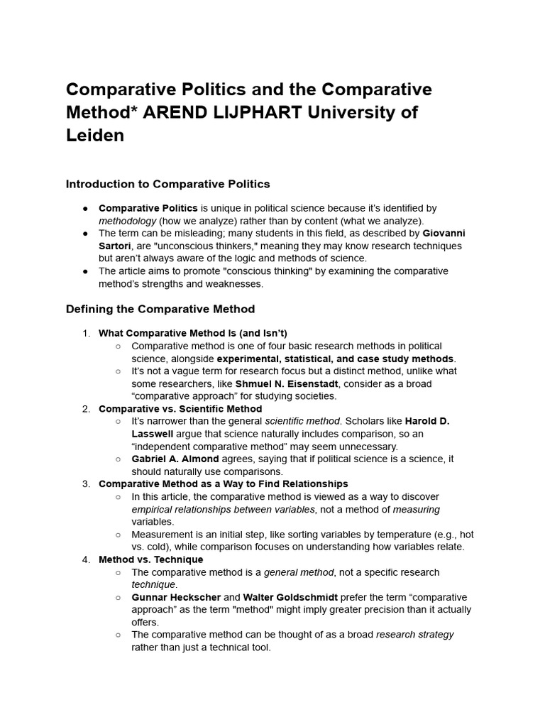Comparative Politics and The Comparative Method AREND LIJPHART ...