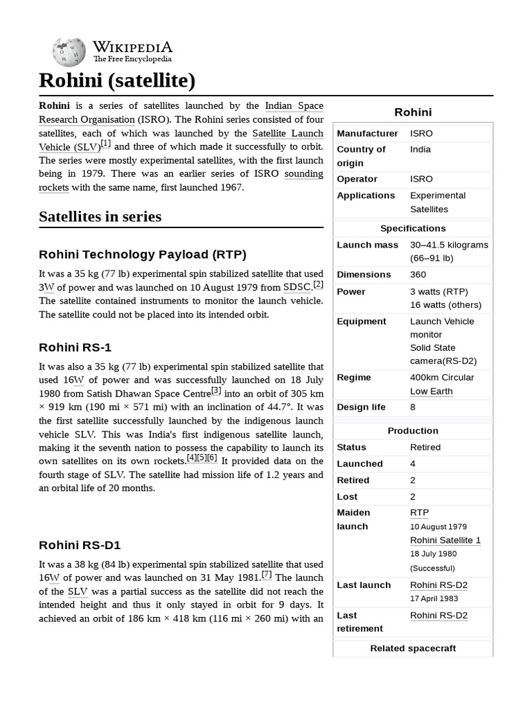 Rohini Satellite Launch Overview | PDF | Spaceflight | Outer Space