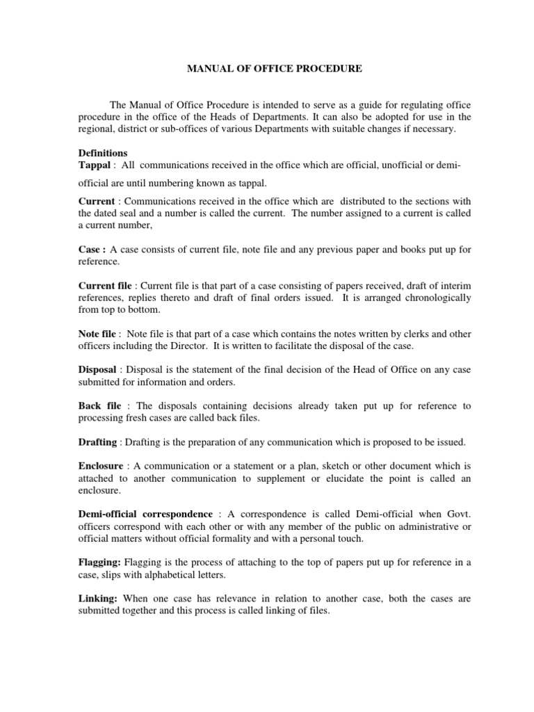 Manual Of Office Procedure 2022 Pdf
