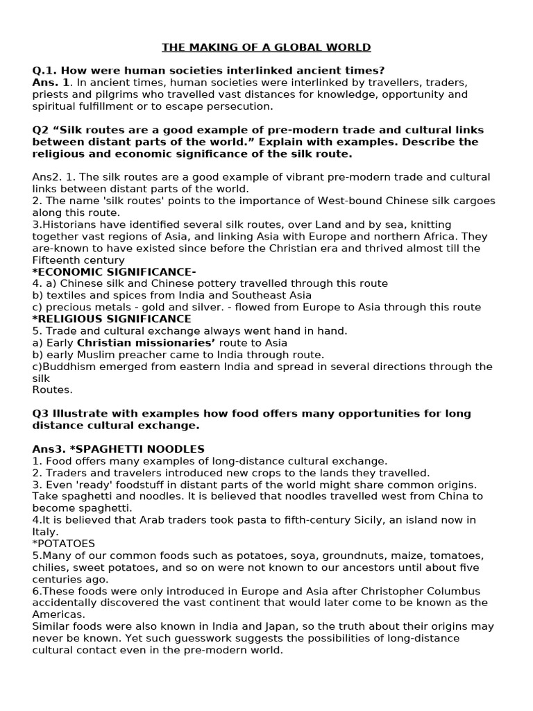 The making of the global world question ans 2023 1 pdf silk road