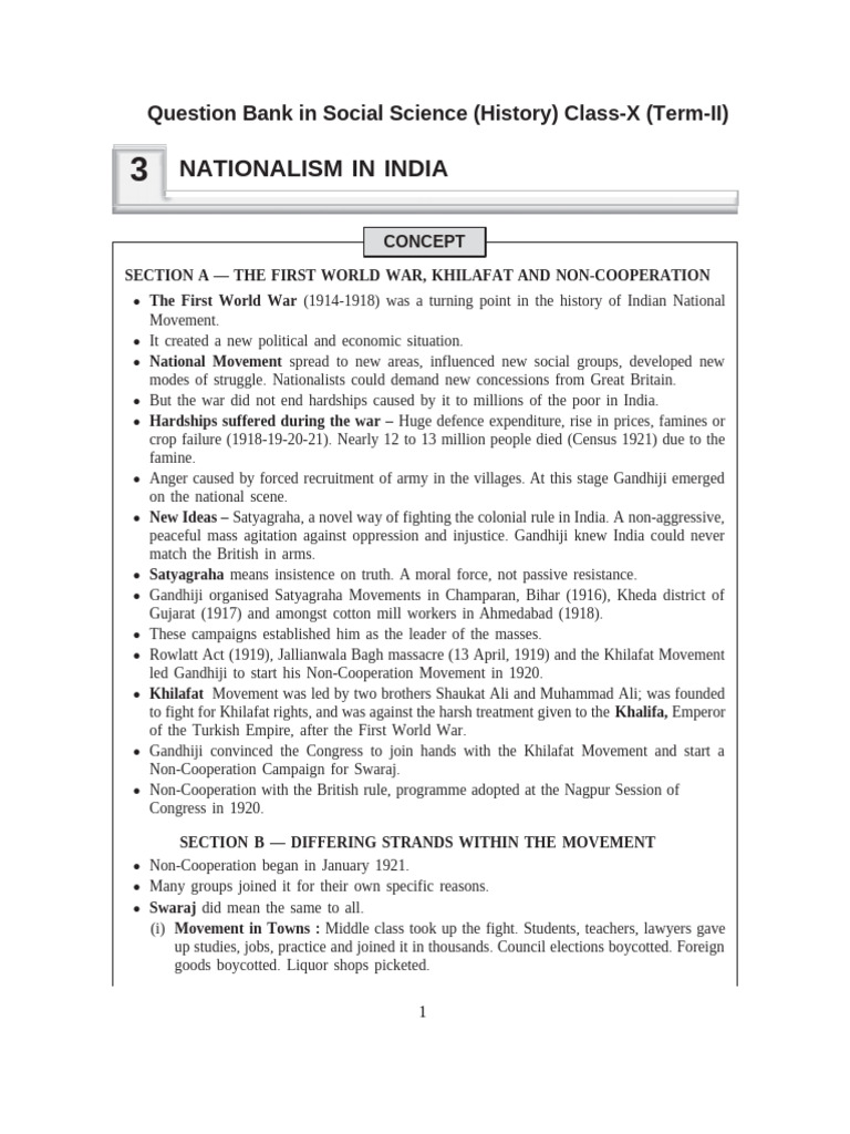 Notes-3 Nationalism in India | PDF | Mahatma Gandhi | British Raj