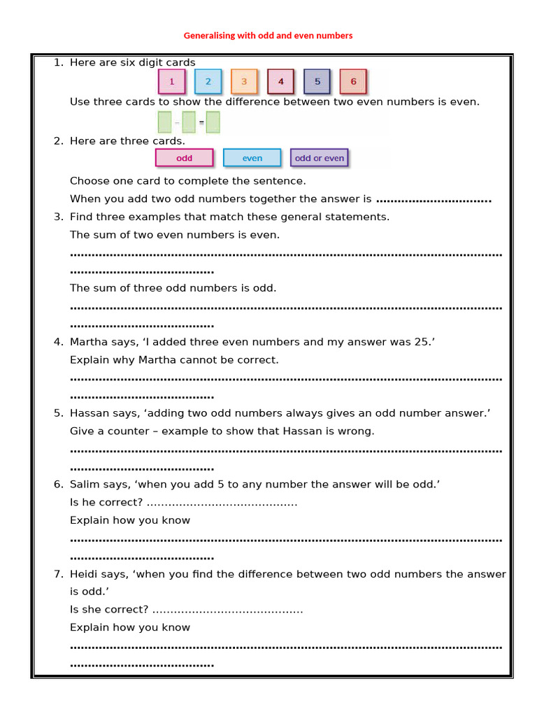 Understanding Odd and Even Numbers | PDF