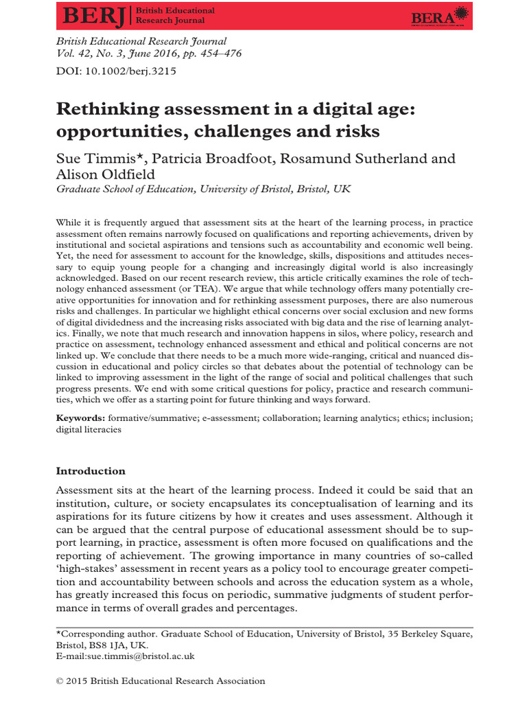 Rethinking Digital Assessment Challenges | PDF | Learning | Analytics
