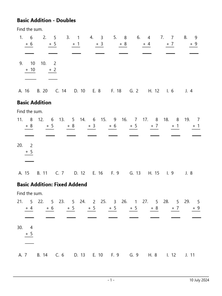 Basic Math Operations Practice Worksheets | PDF | Elementary ...