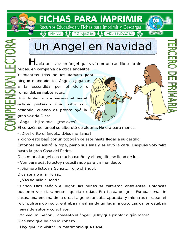 Ficha Un Angel en Navidad para Tercero de Primaria | PDF