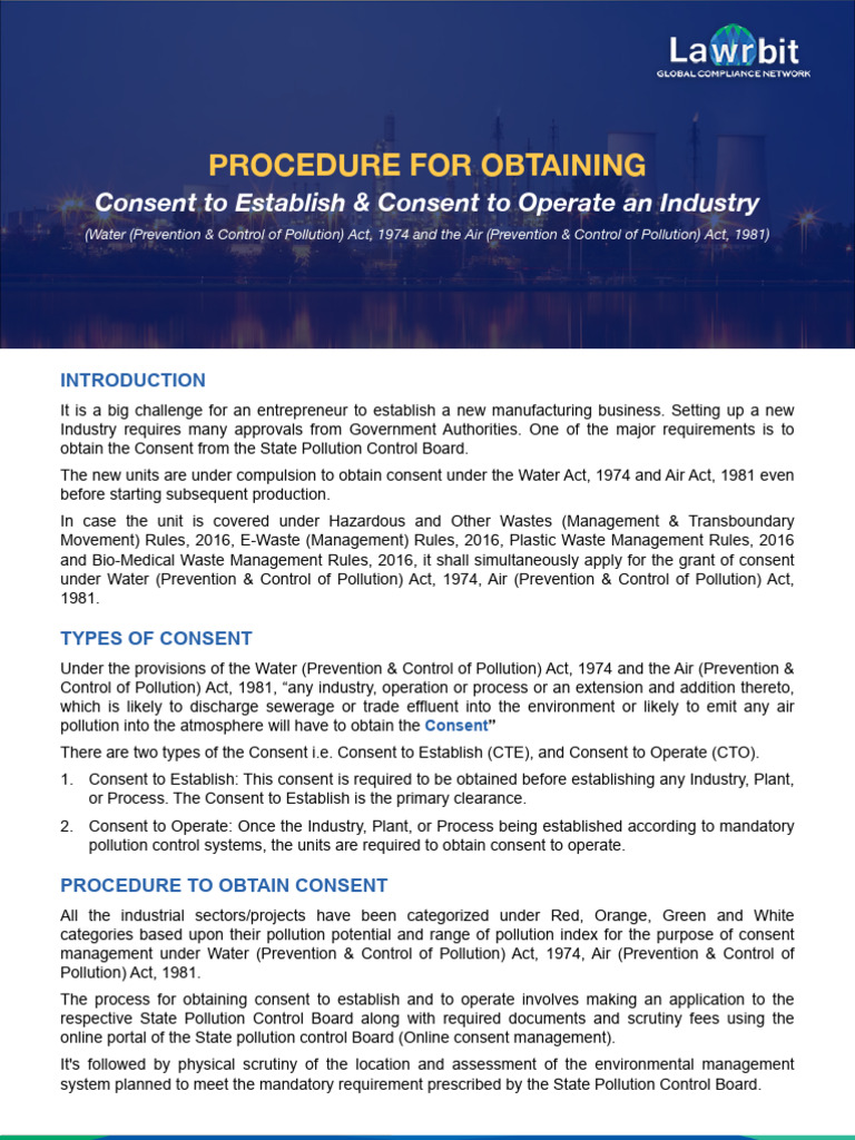 Consent Process for Manufacturing Industries | PDF | Pollution | Waste