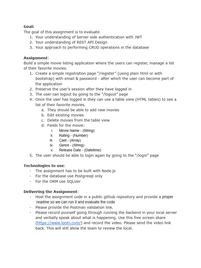 New Backend Technical Assessment | PDF
