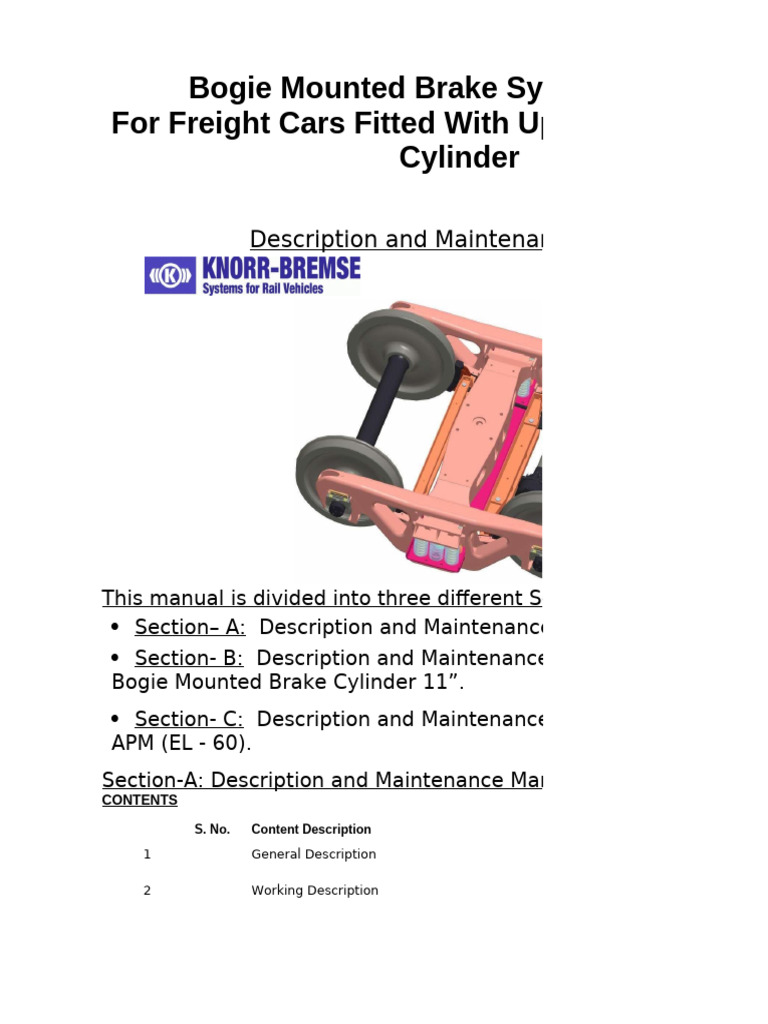 BMBS Maintenance Manual for Freight Cars | PDF | Brake | Pipe (Fluid ...