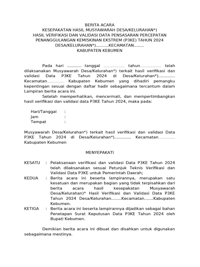 Template berita acara verval 2024 pdf
