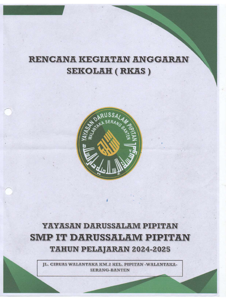 Rencana Kegiatan Anggaran Sekolah (RKAS) | PDF