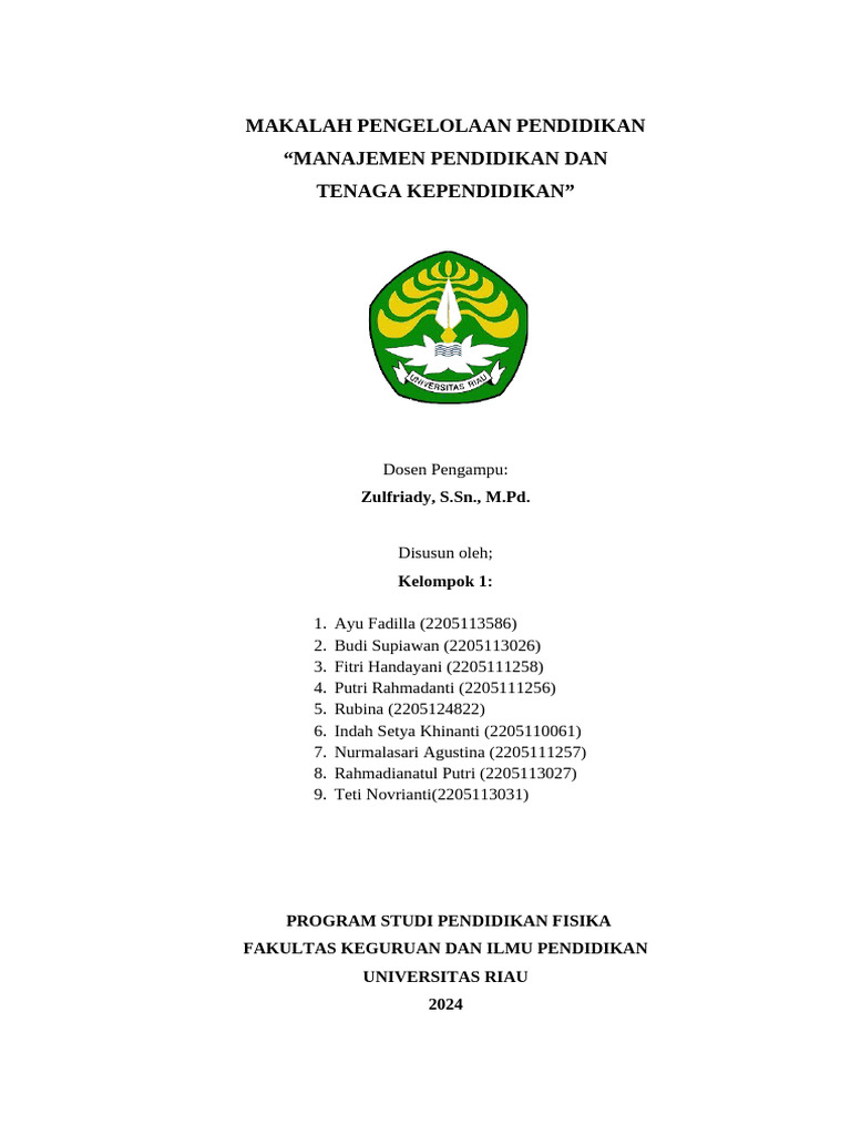 Manajemen Pendidik dan Tenaga Kependidikan | PDF