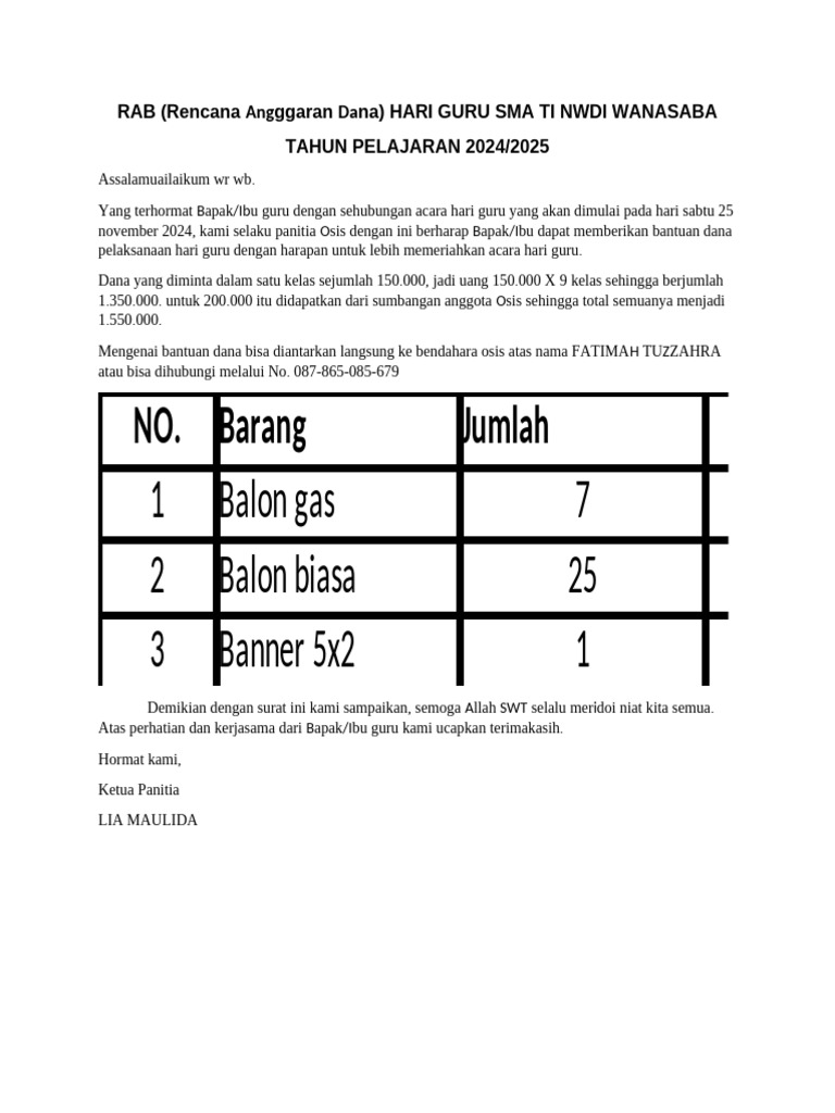 RAB Hari Guru SMA TI NWDI 2024/2025 | PDF