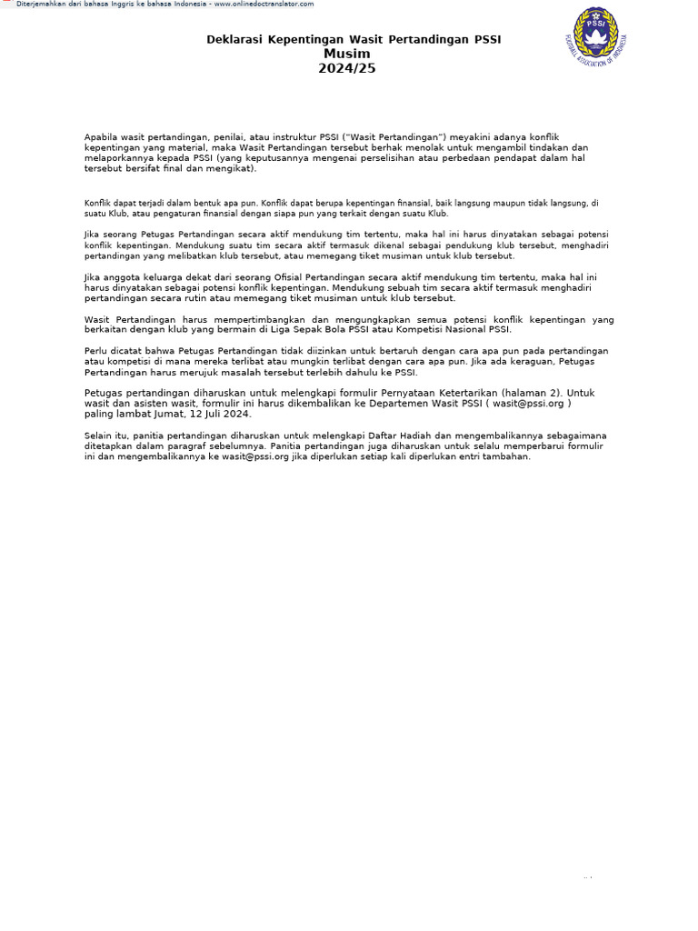 7 - 0628-Draft - PSSI MOs - Declaration of Interest - En.id | PDF