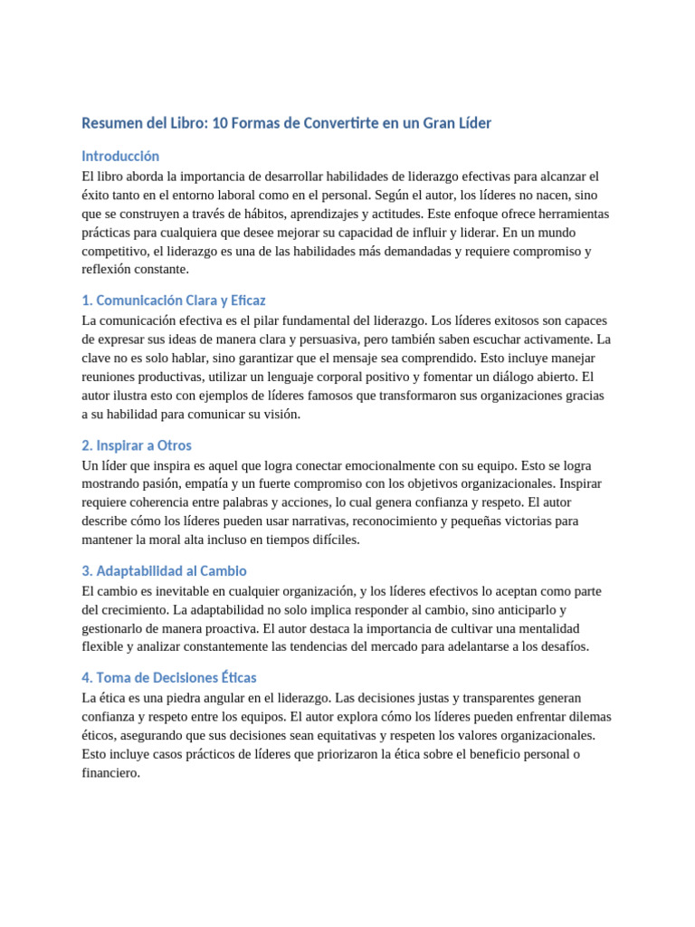 10 Claves para Ser un Gran Líder | PDF | Liderazgo | Sicología