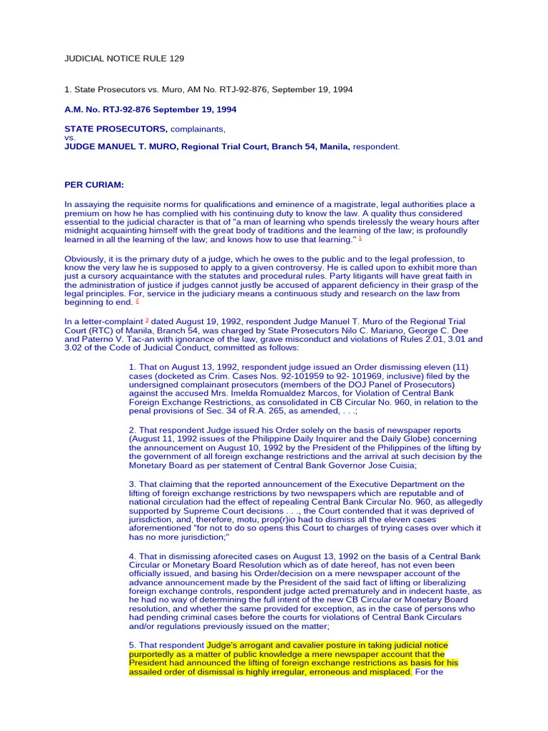 Fulltext Judicial Notice Rule 129 | PDF | Jurisdiction | Judicial Notice
