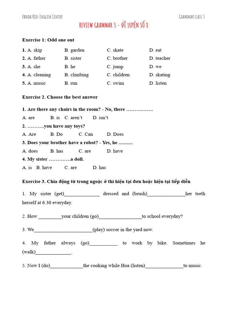 Grammar Practice - Grade3 - Review 2 | PDF