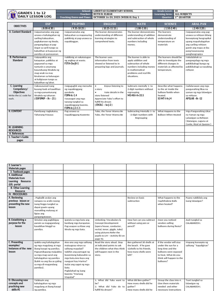 Quarter 1 Week 8 Day 1 | PDF