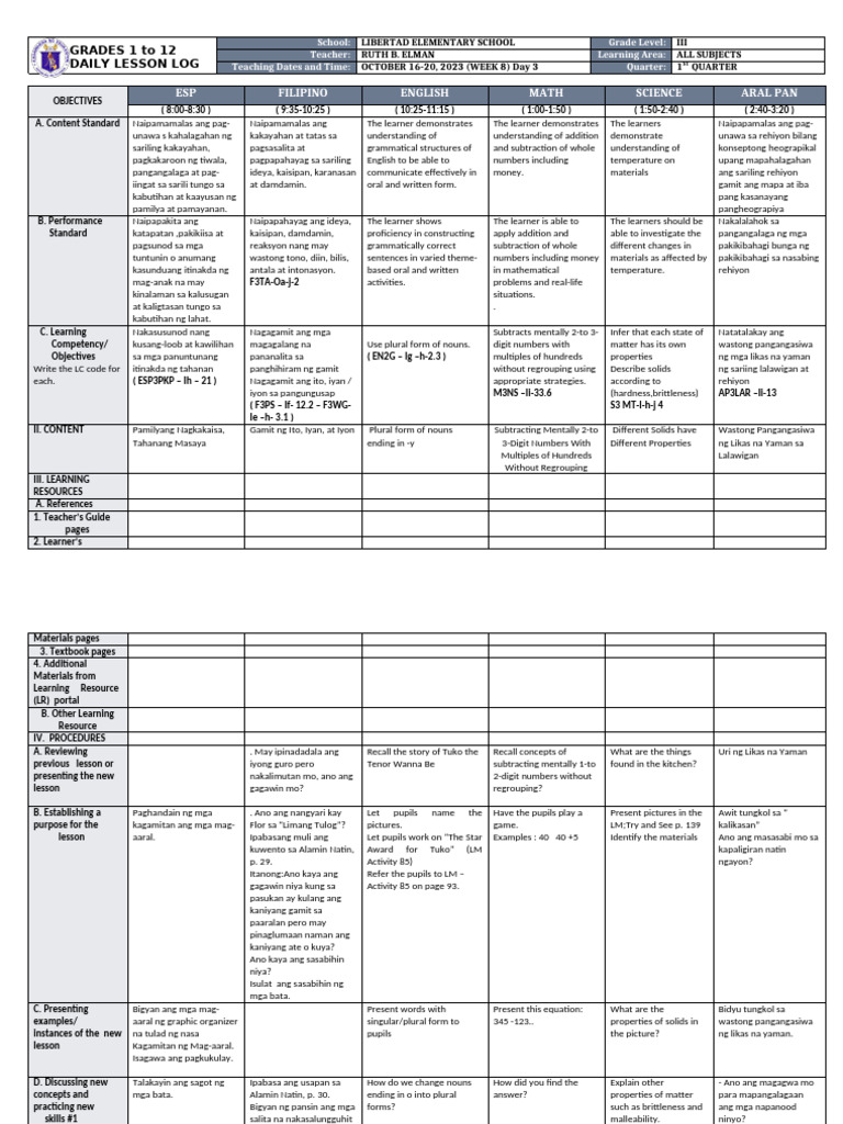 Quarter 1 Week 8 Day 3 | PDF