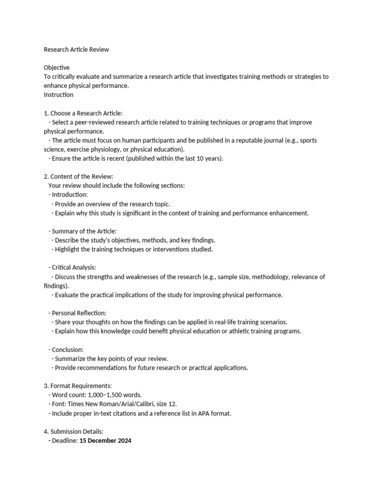 Research Article Review Assignment Pdf